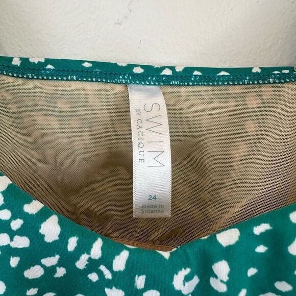 Lane Bryant Cacique Women’s Plus Size Two Piece Tankini Brief Teal with White Do - Picture 7 of 14